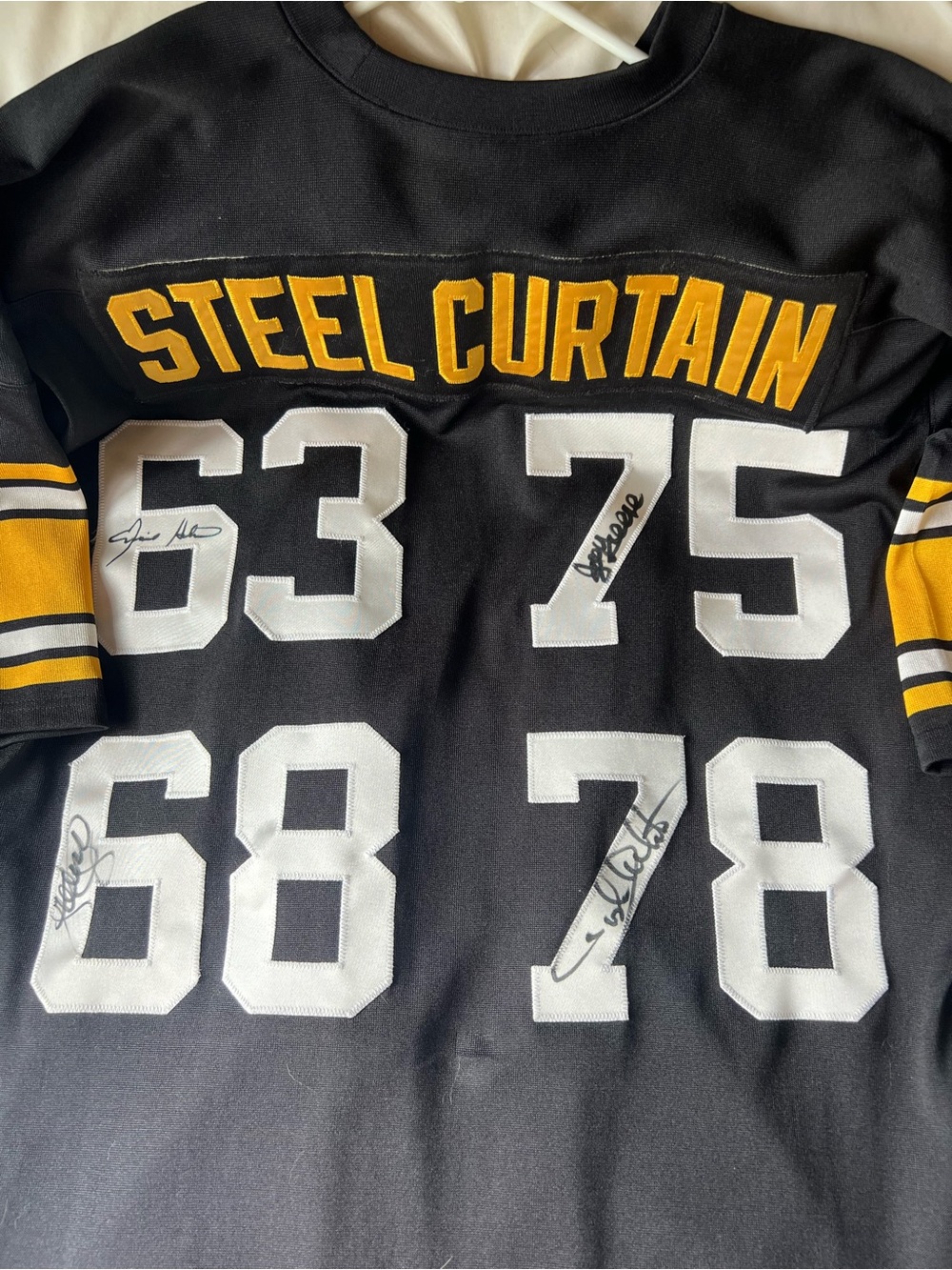 Mitchell & Ness Black "Steel Curtain" Jersey. Signed By The Steel Curtain.